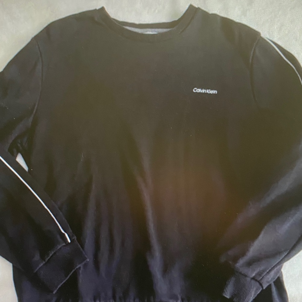 Calvin Klein Black Crewneck Sweatshirt with White Piping Detail